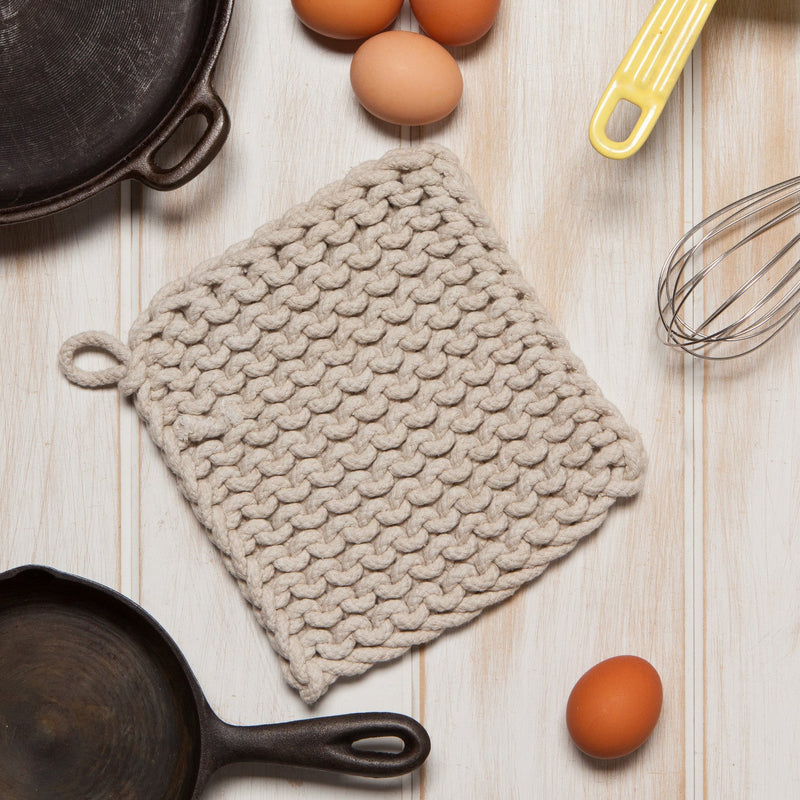 Heirloom - Dove Gray Knit Potholder Home & Kitchen
