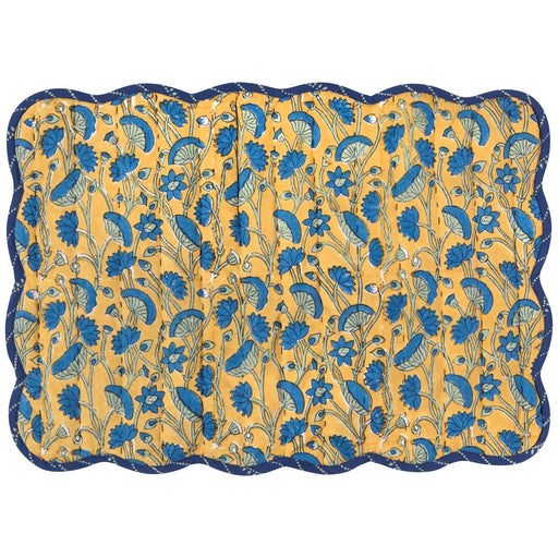 Heirloom - Fan Flower Block Print Kantha Placemat Home & Kitchen