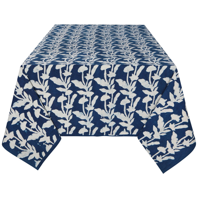 Heirloom - Flourish Block Print Tablecloth 90 x 60 inch Home & Kitchen