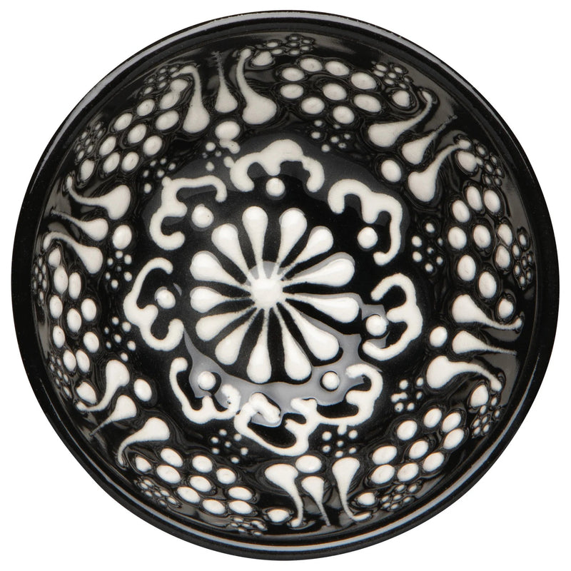 Heirloom - Hand - painted Turkish Bowl 3.5 inch - Evani Black Home & Kitchen