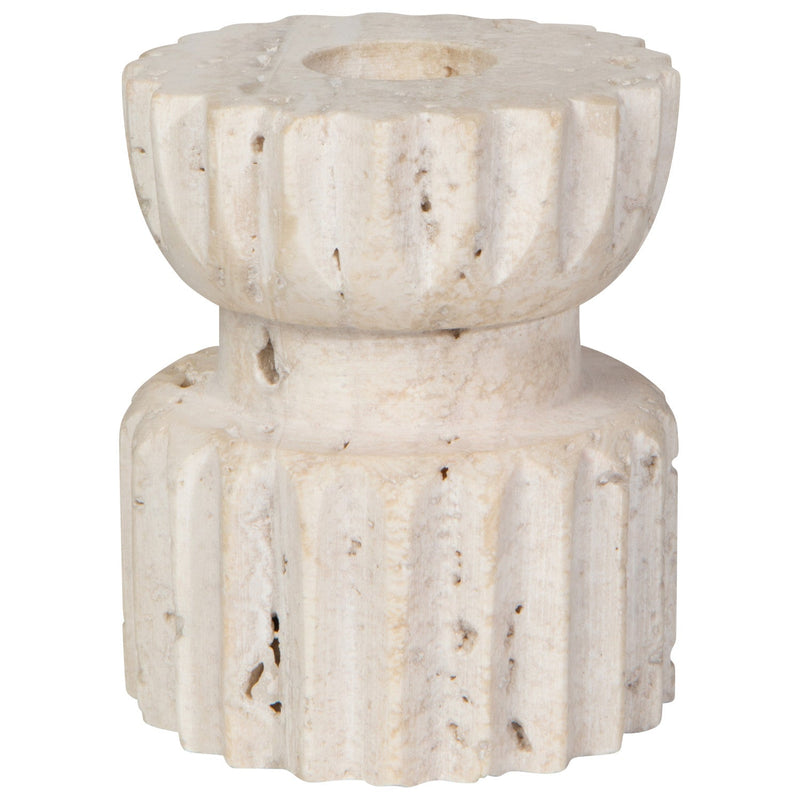 Heirloom - Iona Travertine Candle Holder Short Home & Kitchen