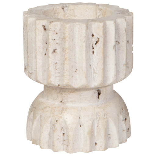 Heirloom - Iona Travertine Candle Holder Short Home & Kitchen
