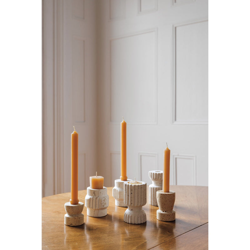Heirloom - Iona Travertine Candle Holder Short Home & Kitchen