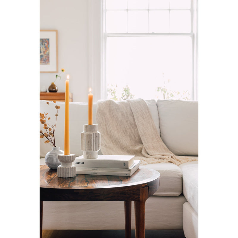 Heirloom - Iona Travertine Candle Holder Short Home & Kitchen