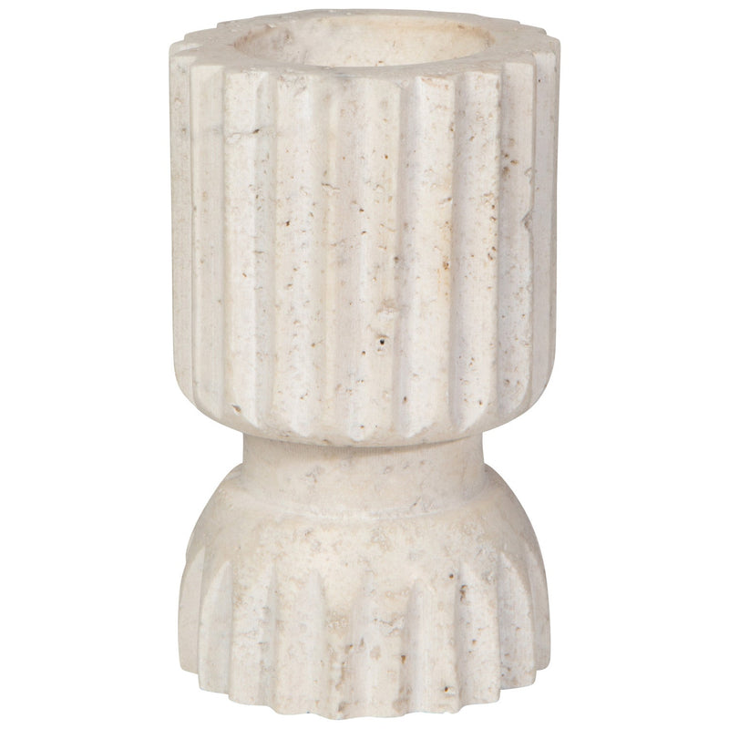 Heirloom - Iona Travertine Candle Holder Tall Home & Kitchen