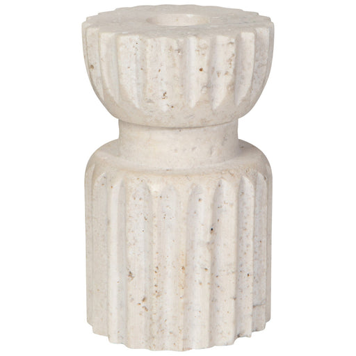Heirloom - Iona Travertine Candle Holder Tall Home & Kitchen
