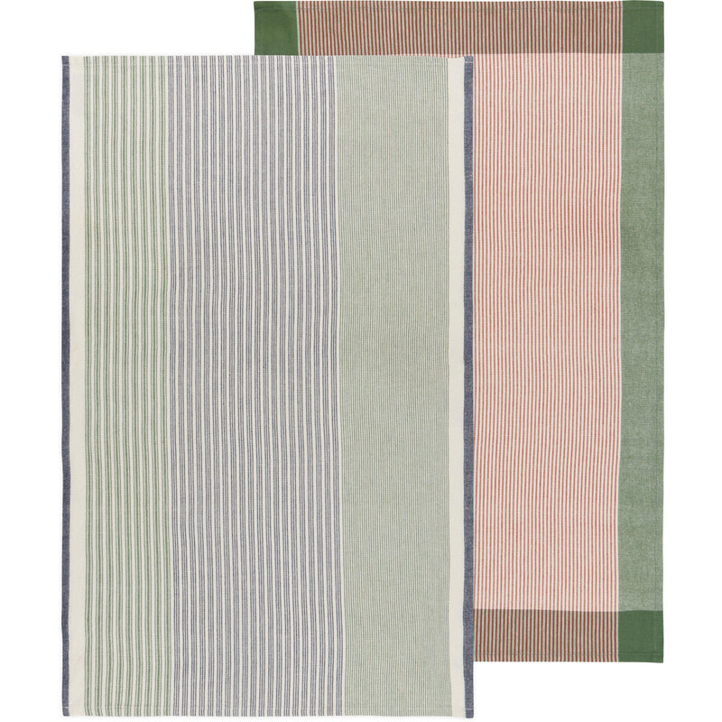 Heirloom - Jade Green Array Stripe Dishtowel Set of 2 Home & Kitchen