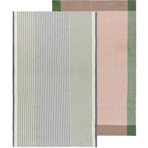 Heirloom - Jade Green Array Stripe Dishtowel Set of 2 Home & Kitchen