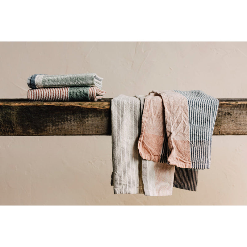 Heirloom - Jade Green Array Stripe Dishtowel Set of 2 Home & Kitchen
