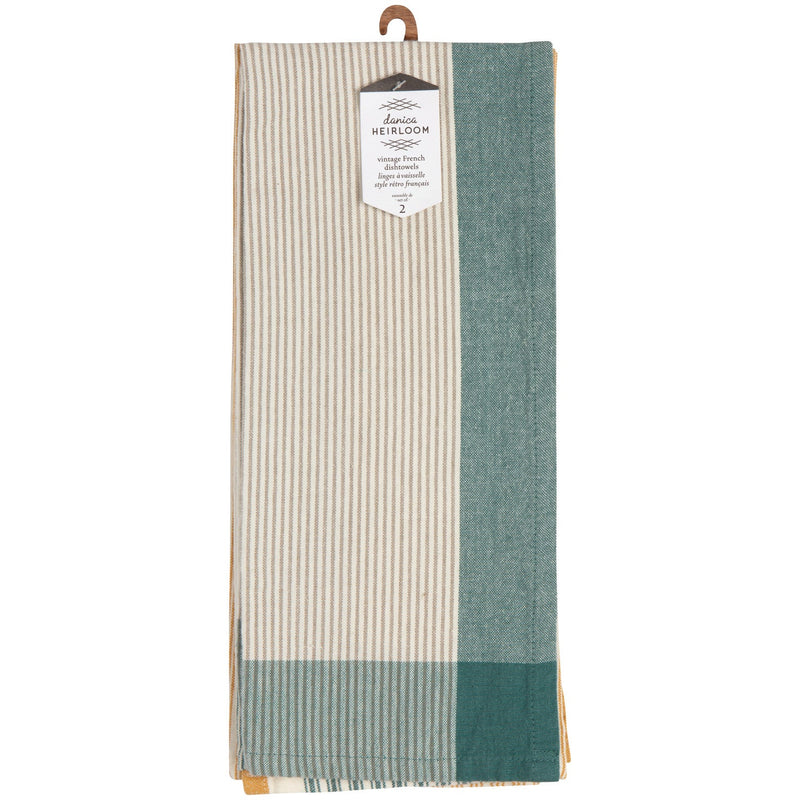 Heirloom - Lagoon Array Stripe Dishtowel Set of 2 Home & Kitchen