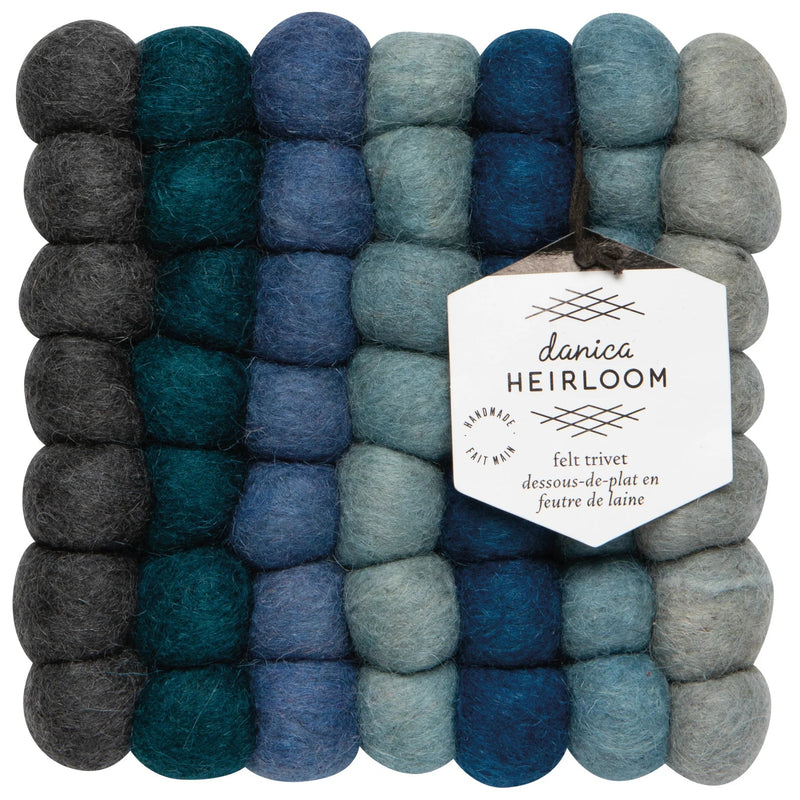Heirloom - Lagoon Wool Felt Ball Trivet Home & Kitchen