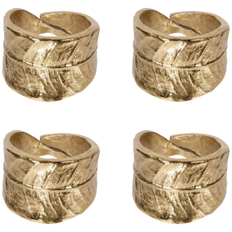 Heirloom - Leaf Metal Napkin Rings Set of 4 Home & Kitchen
