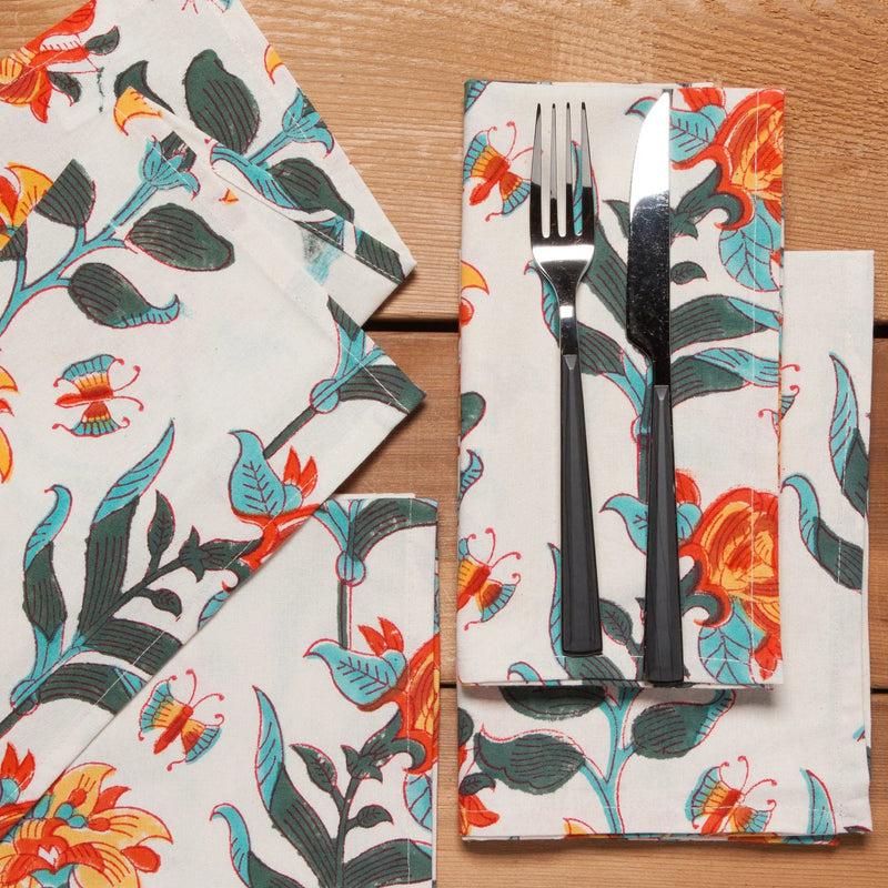 Heirloom - Marigold Block Print Napkins Set of 4 Home & Kitchen