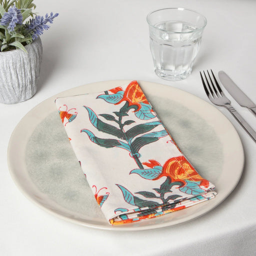 Heirloom - Marigold Block Print Napkins Set of 4 Home & Kitchen