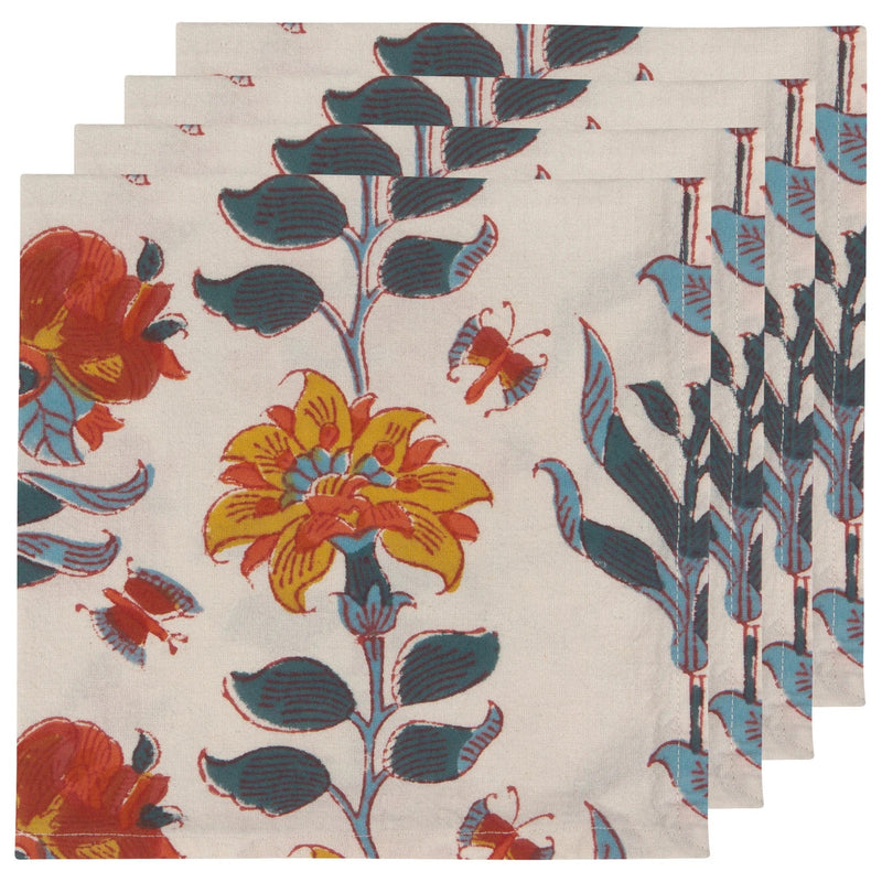 Heirloom - Marigold Block Print Napkins Set of 4 Home & Kitchen