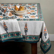 Heirloom - Marigold Block Print Tablecloth 90 x 60 inch Home & Kitchen
