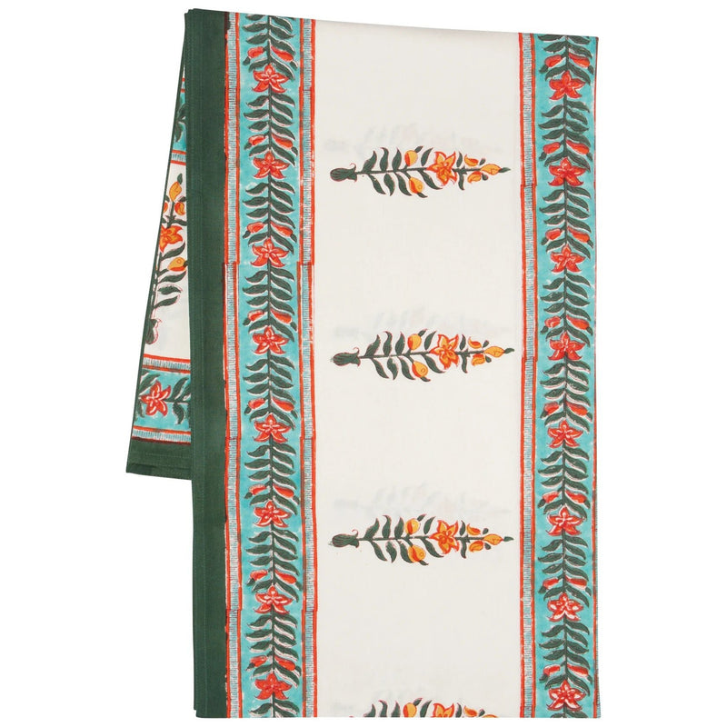Heirloom - Marigold Block Print Tablecloth 90 x 60 inch Home & Kitchen