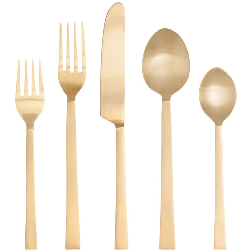 Heirloom - Matte Gold Edge Flatware Set of 5 Home & Kitchen