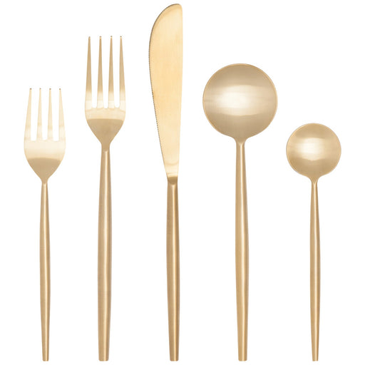 Heirloom - Matte Gold Taper Flatware Set of 5 Home & Kitchen