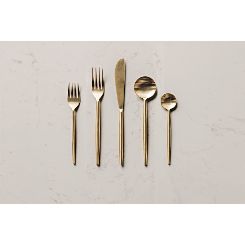 Heirloom - Matte Gold Taper Flatware Set of 5 Home & Kitchen