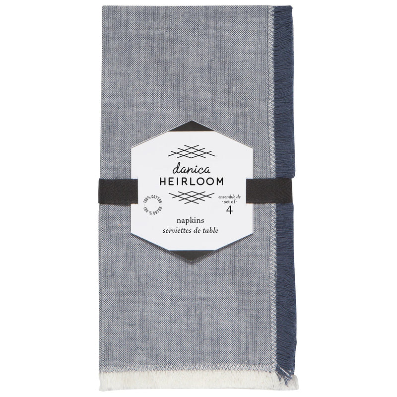 Heirloom - Midnight Blue Chambray Napkins Set of 4 Home & Kitchen