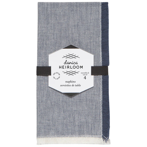 Heirloom - Midnight Blue Chambray Napkins Set of 4 Home & Kitchen