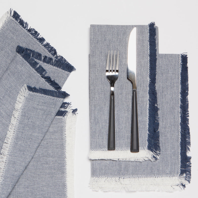 Heirloom - Midnight Blue Chambray Napkins Set of 4 Home & Kitchen