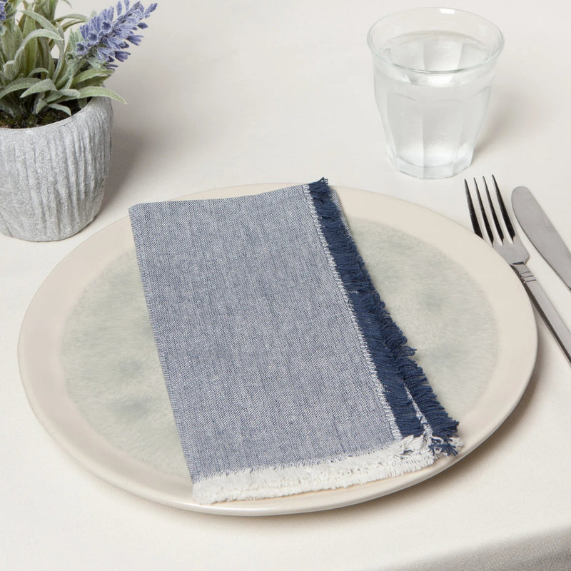 Heirloom - Midnight Blue Chambray Napkins Set of 4 Home & Kitchen