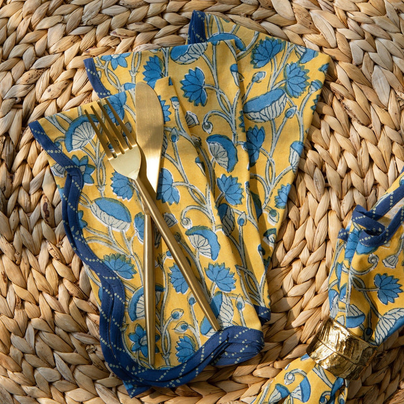 Heirloom - Napkin BlockPrint FanFlwr Midnit Home & Kitchen
