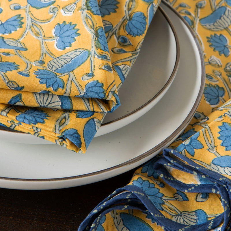Heirloom - Napkin BlockPrint FanFlwr Midnit Home & Kitchen
