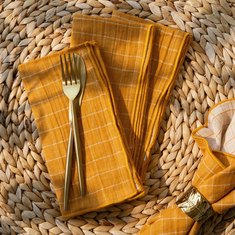 Heirloom - Ochre Double Weave Napkins Set of 4 Home & Kitchen