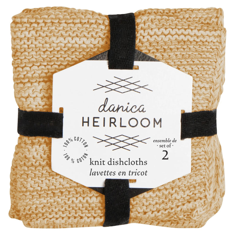 Heirloom - Ochre Knit Dishcloths Set of 2 Home & Kitchen