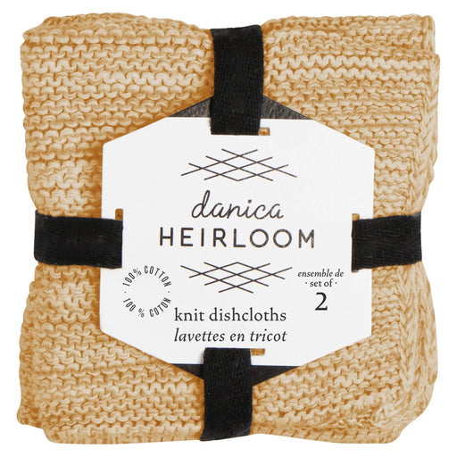 Heirloom - Ochre Knit Dishcloths Set of 2 Home & Kitchen
