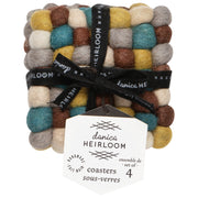 Heirloom - Ochre Wool Felt Ball Coasters Set of 4 Home & Kitchen