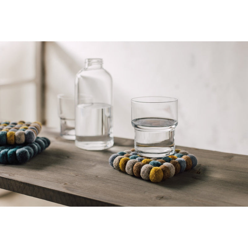 Heirloom - Ochre Wool Felt Ball Coasters Set of 4 Home & Kitchen