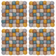 Heirloom - Ochre Wool Felt Ball Coasters Set of 4 Home & Kitchen