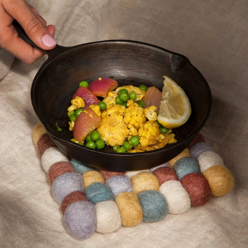 Heirloom - Ochre Wool Felt Ball Trivet