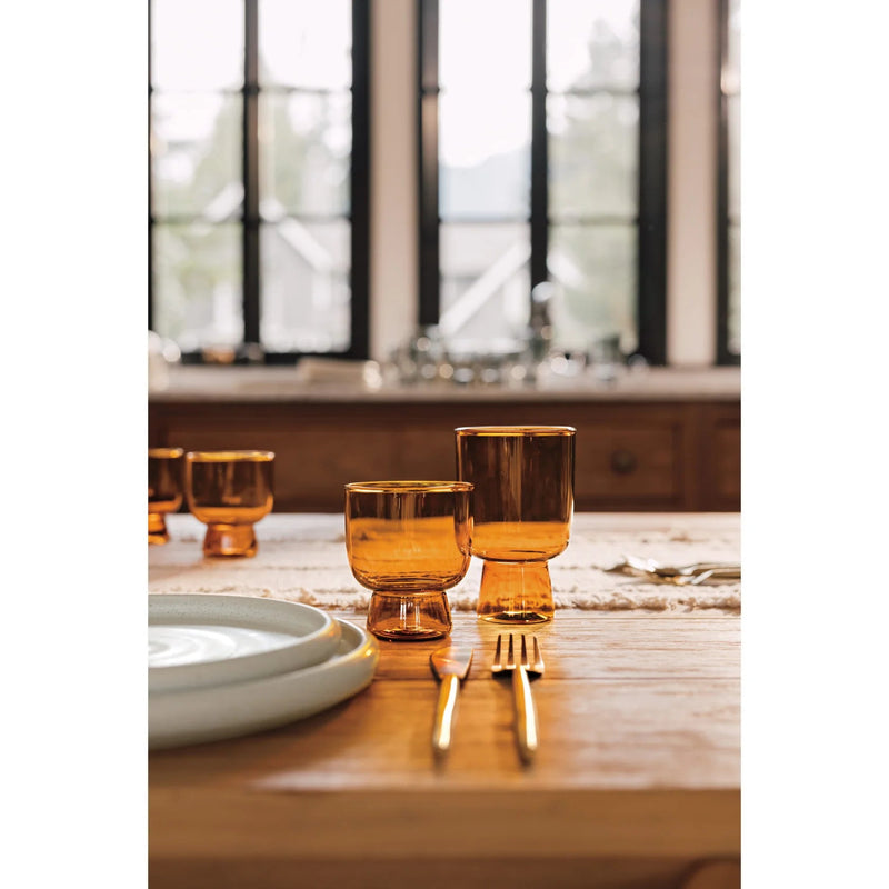 Heirloom - Pedestal Glass 7 oz - Amber Home & Kitchen