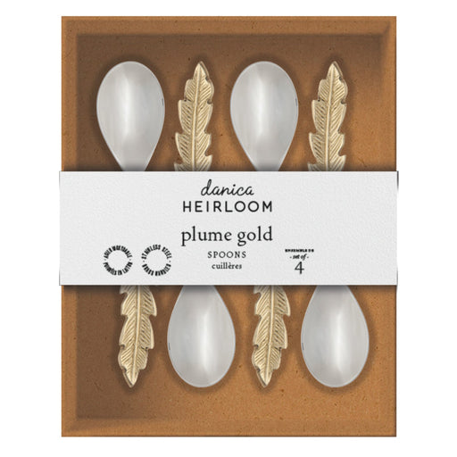Heirloom - Plume Gold Spoons Set of 4 Home & Kitchen