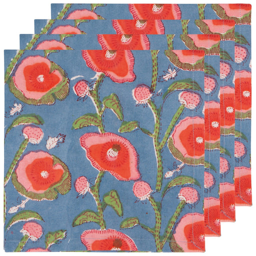 Heirloom - Poppy Block Print Napkins Set of 4 Home & Kitchen