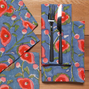 Heirloom - Poppy Block Print Napkins Set of 4 Home & Kitchen
