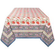 Heirloom - Poppy Block Print Tablecloth 90 x 60 inch Home & Kitchen