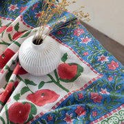 Heirloom - Poppy Block Print Tablecloth 90 x 60 inch Home & Kitchen
