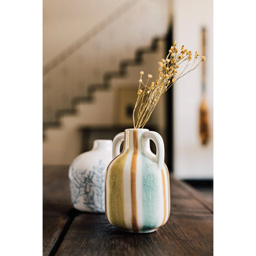 Heirloom - Rustic Stripe Ceramic Bud Vase Home & Kitchen