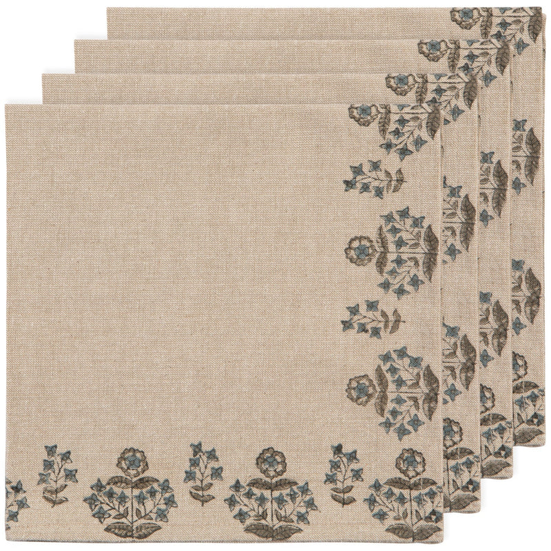 Heirloom - Block Print Napkins (Set of 4) - Salvia