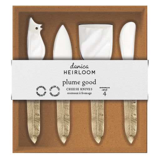 Heirloom - Set/4 Cheese Knives Plume Gold Home & Kitchen