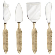 Heirloom - Set/4 Cheese Knives Plume Gold Home & Kitchen