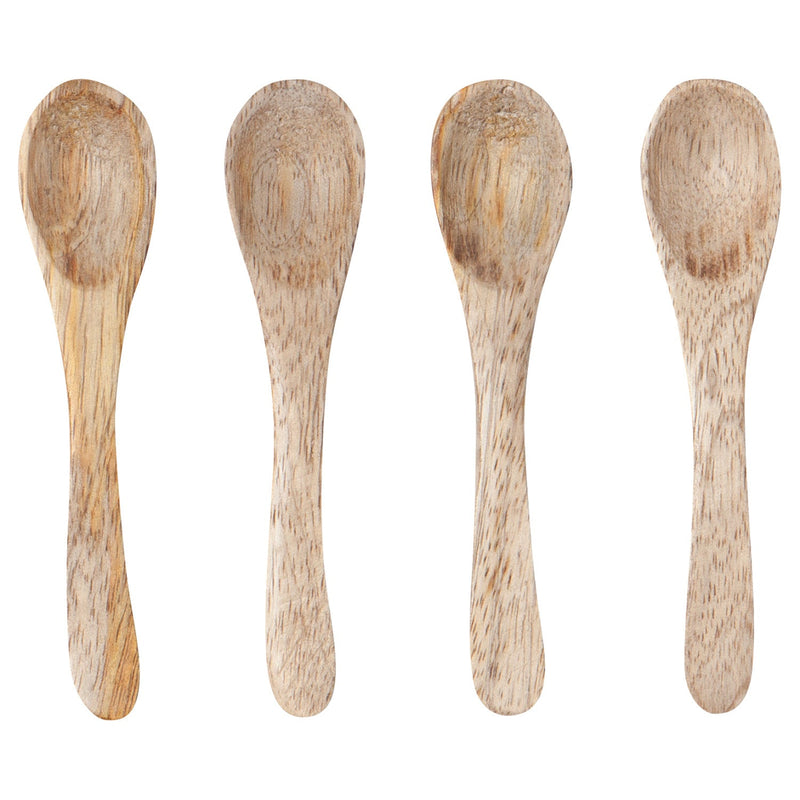 Heirloom - Set/4 Mango Wood Mini Spoons | Brown Home & Kitchen