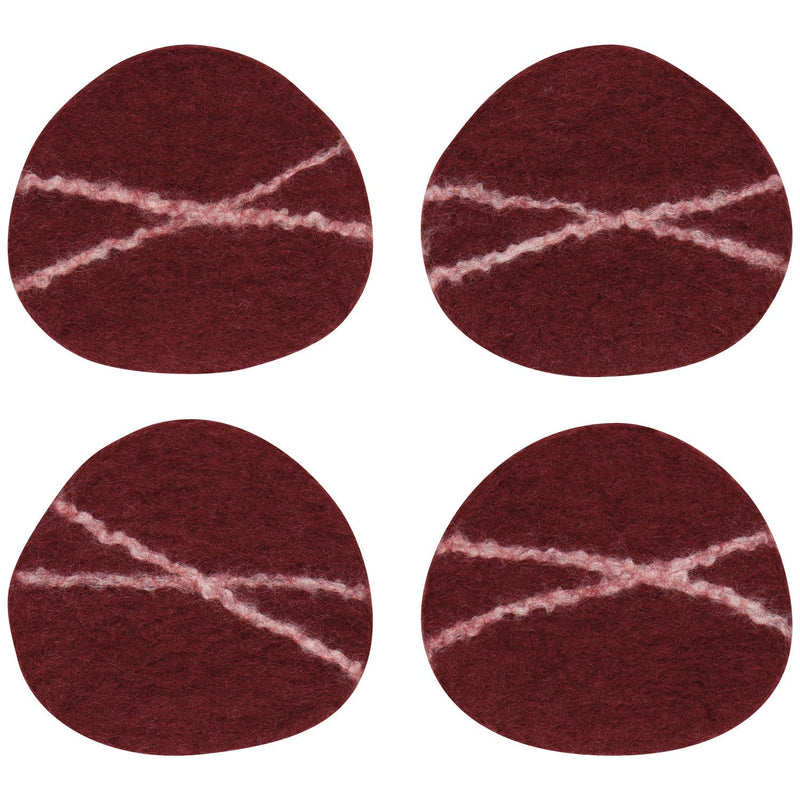 Heirloom - Striato Felt Wool Coasters (Set of 4) - Garnet