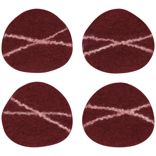 Heirloom - Striato Felt Wool Coasters Set of 4 - Garnet Home & Kitchen
